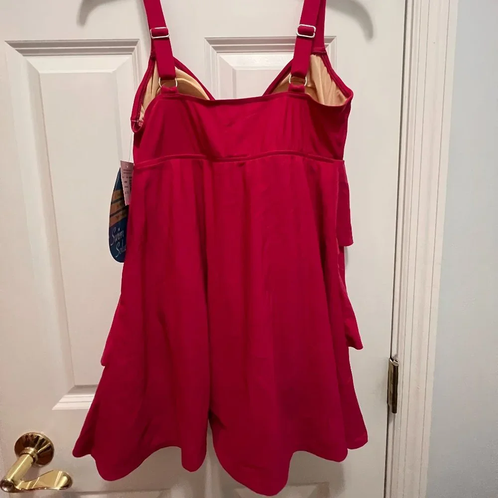 Swim Solutions NWT size 10 red pomegrante swimsuit - Picture 2 of 6